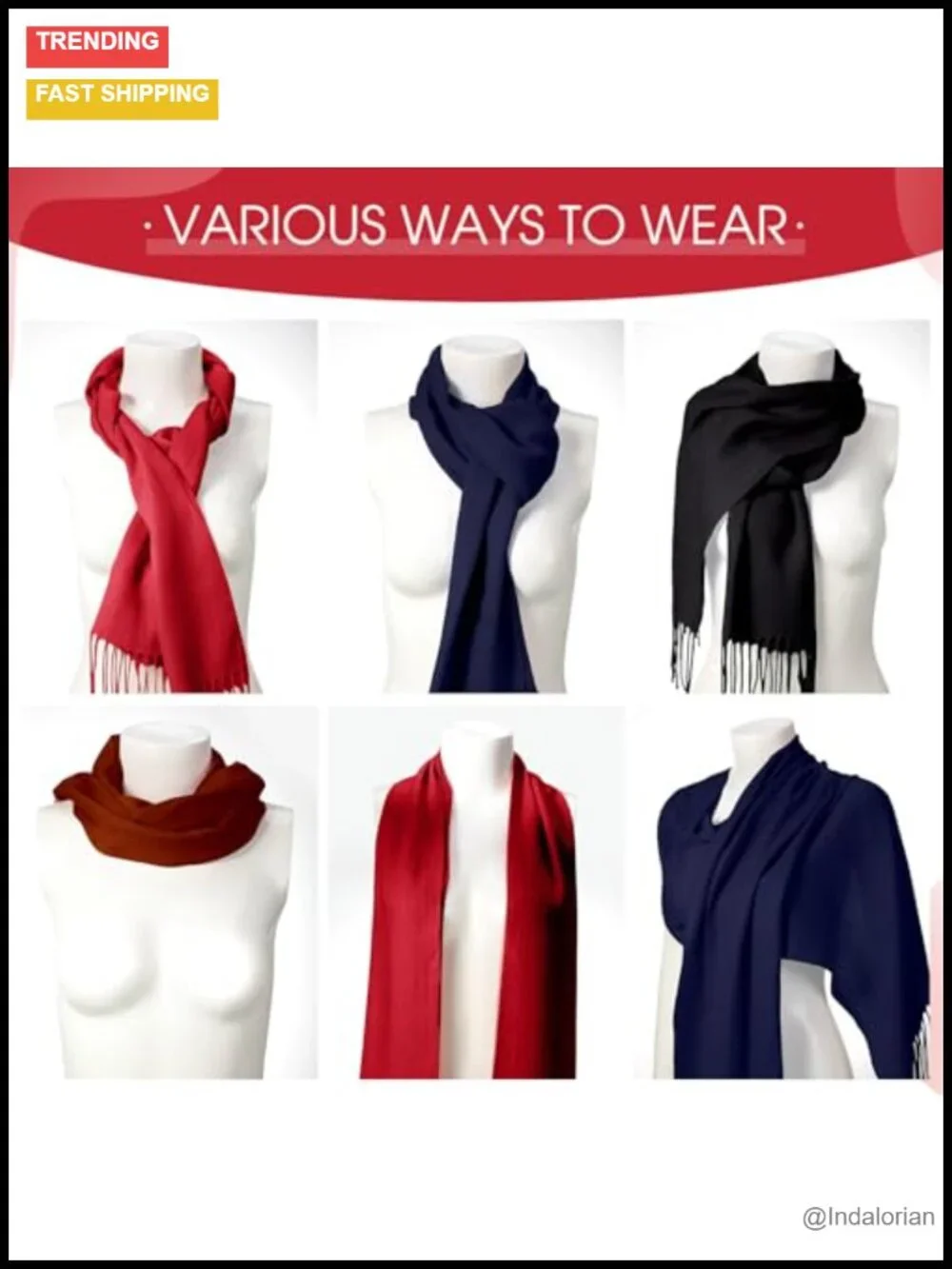 4-Pack Soft Winter Blanket Scarves - Large Warm Shawls & Wraps with Tassel Edge